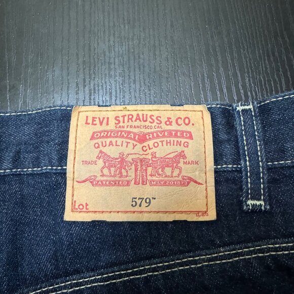 VTG Levi's 579 Jeans Men's 34x32 Dark Wash Baggy Straight Denim Skater Y2K 00s - Picture 7 of 12